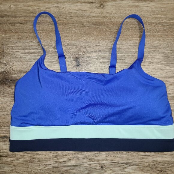 Athleta size M Bandeau Swim Top Blue 3-Tone Strap Bra - Picture 1 of 4